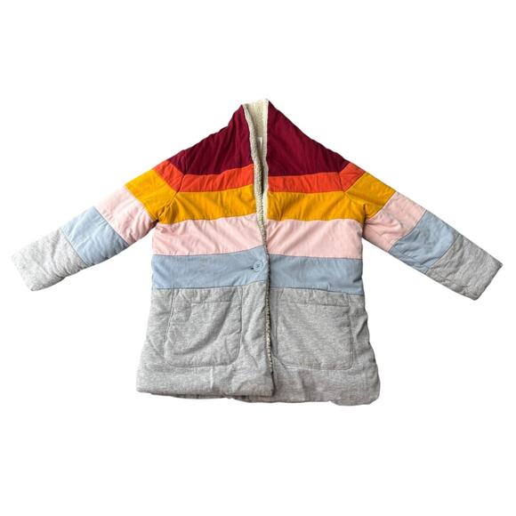 Hanna Andersson Girls Coloblock Sherpa Lined Sweater Coat Size 4